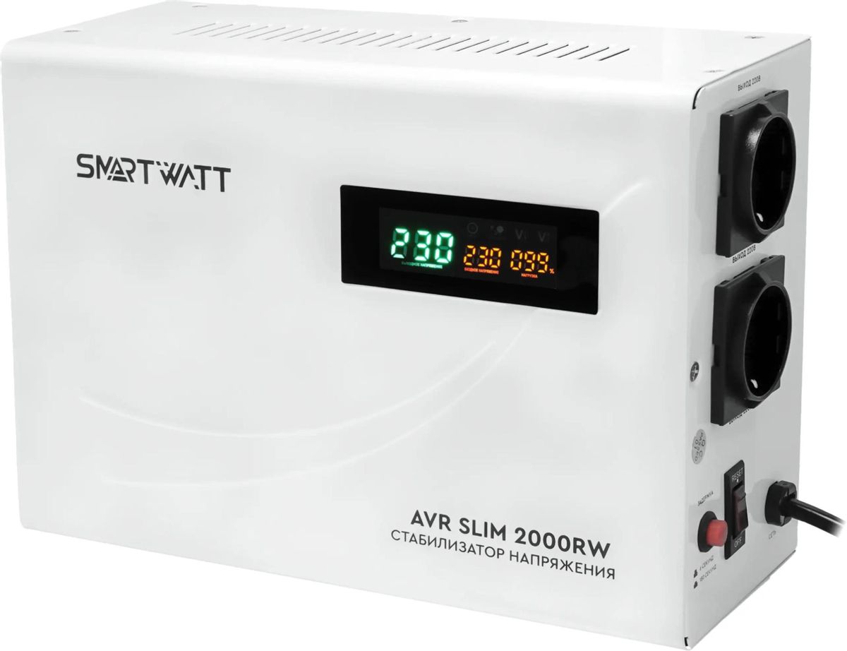 Стабилизатор напряжения SMARTWATT AVR Slim 2000RW белый [4512020310004]